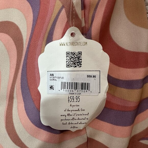 NWT Altar’d State Shorts Women’s Size Large Paisley Print Peach White Blue Brown - Picture 10 of 10